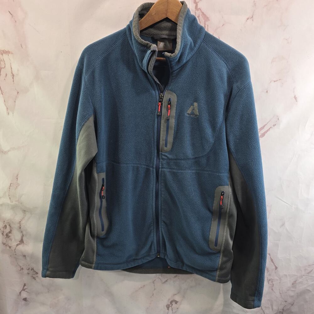 Eddie Bauer Jacket Mens Medium Fleece Blue Gray First Ascent Full Zip Polartec